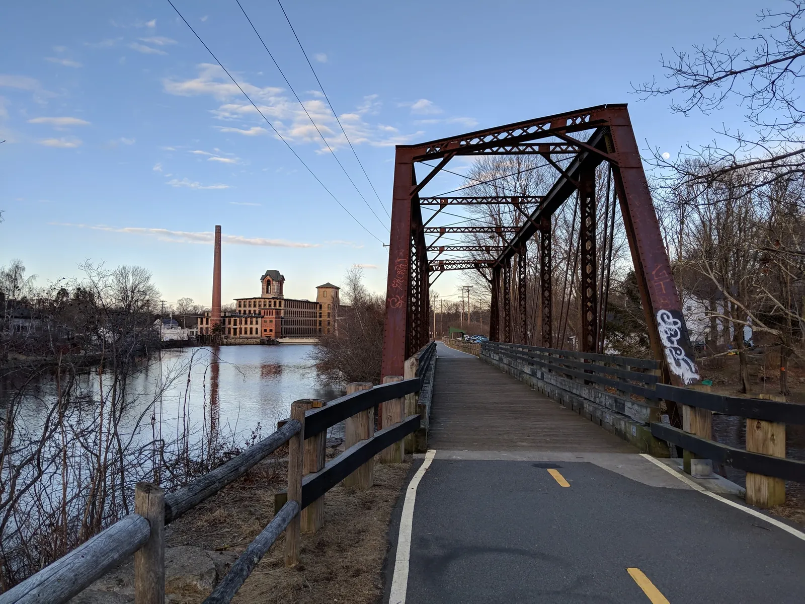 Historic bridge and mill along the water in Coventry, Rhode Island